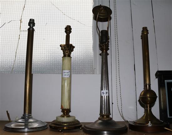 Four metal column lamp bases